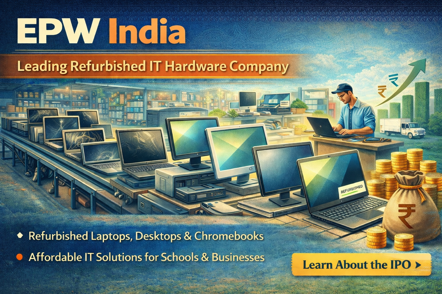 EPW India IPO banner highlighting industrial manufacturing business and growth-focused SME IPO