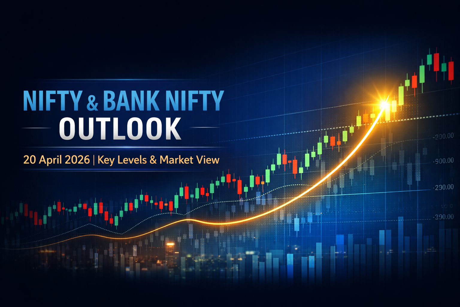 Nifty and Bank Nifty outlook for 20 April 2026 showing stock market charts with support and resistance levels in a financial trading background