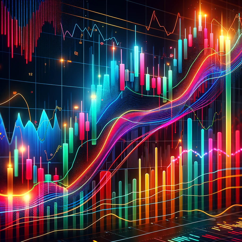 DALL·E 2024-11-02 21.23.26 - A detailed stock market chart showing a strong upward trend, vibrant and attractive with high contrast colors. The chart includes candlestick patterns